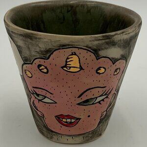 HelloCarol Hand-Built Porcelain, Underglaze & Glaze Electric Fired Drinking Cup